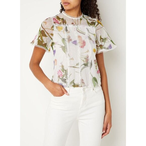 Ted Baker Arelin Rose Floral Print Blouse Shirt Elegant Fit & Flare - Picture 3 of 7